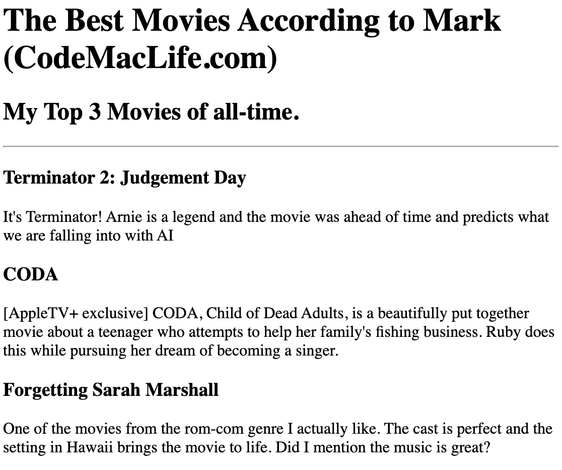 A screenshot of my top 3 movies